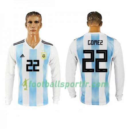 Tenue Argentine Gomez 22 Domicile Coupe du monde 2018 Maillot de Foot ML